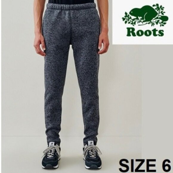 🩷 Roots, Kids Sweater Fleece Slim Sweatpants. Color: Black Pepper. Size: 6. NWT - Picture 1 of 13